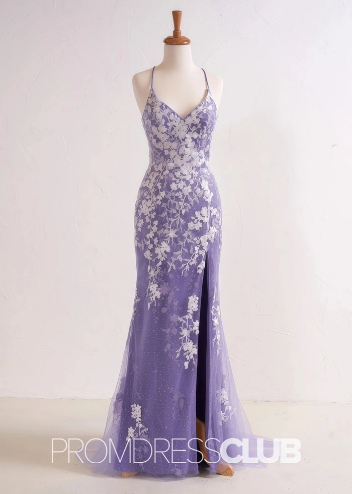 Sabrina |Red Long Prom Dresses Stores Near Me With Mermaid V Neck Appliques Beading - Price #price_variant_lowest# - Lilac - PromDressClub