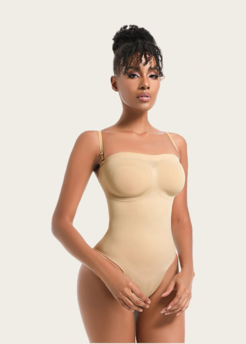 Seamless Backless Strapless Shapewear for Sculpted Curves Beige and Black - Nude - PromDressClub