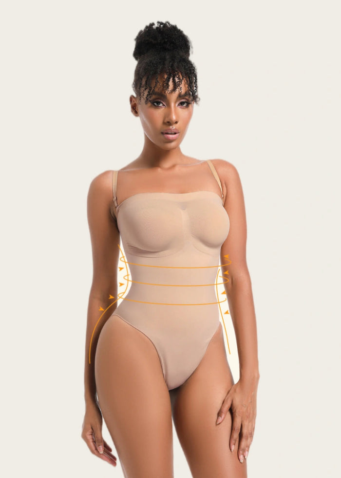 Seamless Backless Strapless Shapewear for Sculpted Curves Beige and Black - Nude - PromDressClub