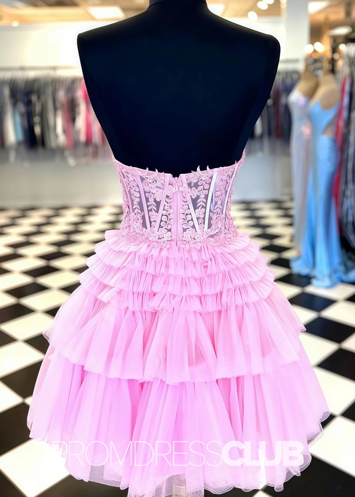 Shirley |Black Short Homecoming Dresses With A Line Sweetheart Tulle Ruffles - Light Pink - PromDressClub