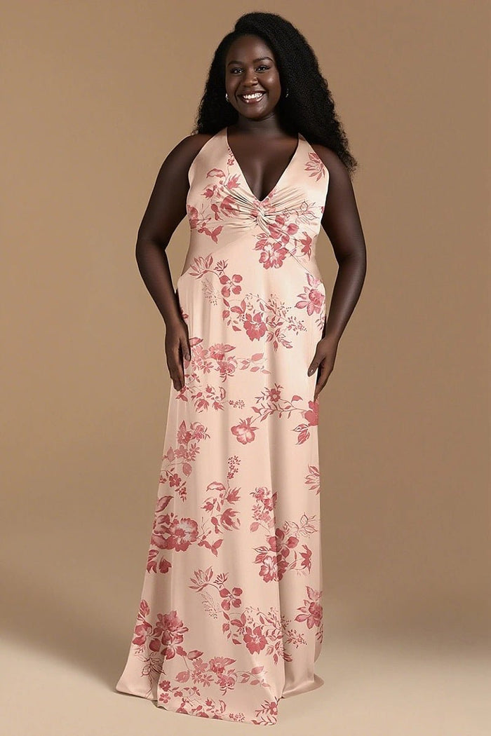 Special Moment Floral Pink Bridesmaid Dresses for Unforgettable Weddings - Pink Floral - PromDressClub