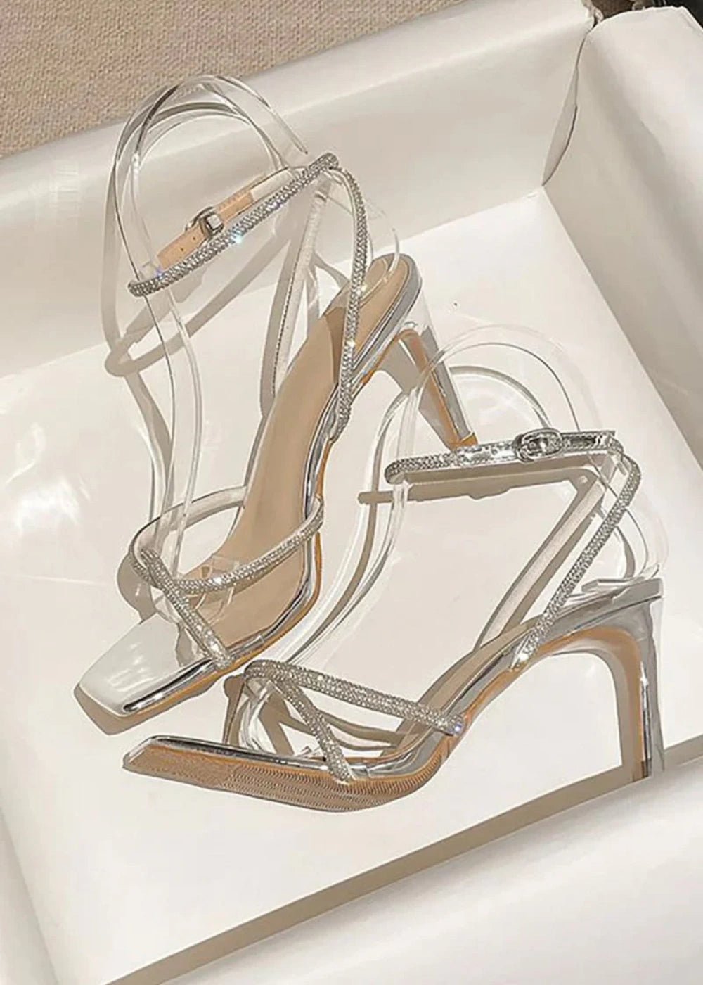 Step into Elegance with Gold Block Heel Sandals – Versatile Open Toe Heel Sandals for Every Occasion - Silver - PromDressClub
