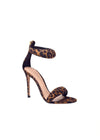 Stylish Black and Gold Leather High Heels & Versatile Gold Sandals Heels with Ankle Strap Open Toe for Every Fashion Moment Color Leopard