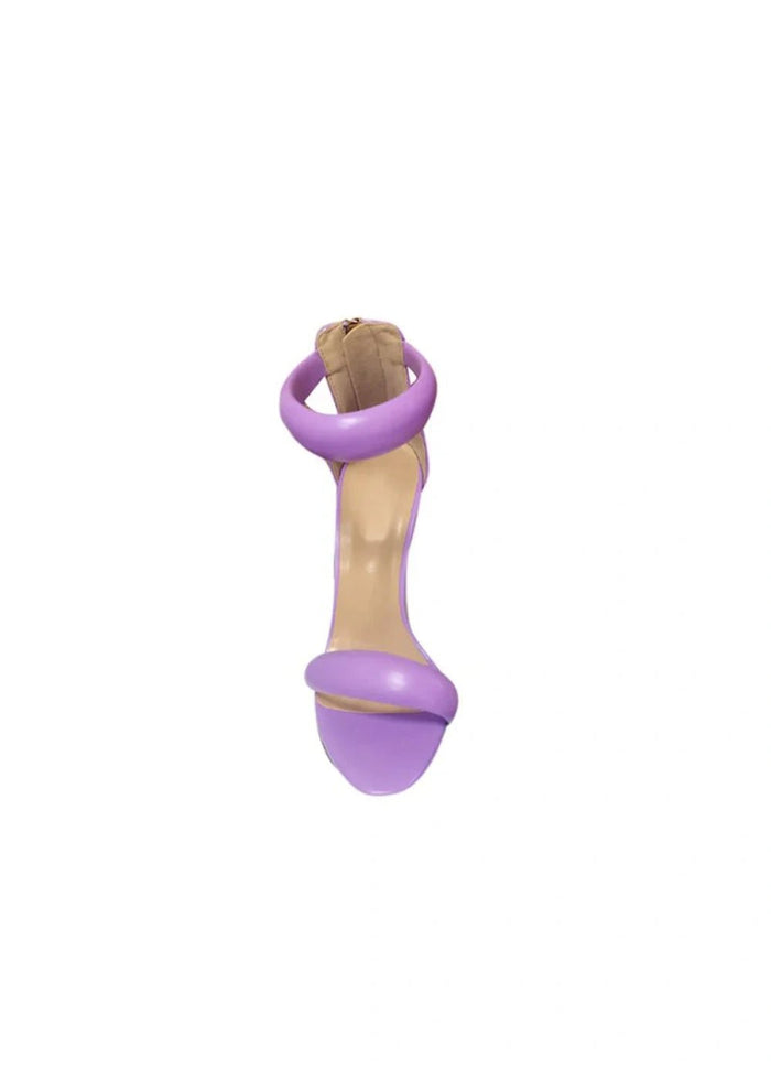 Stylish Black and Gold Leather High Heels & Versatile Gold Sandals Heels with Ankle Strap Open Toe for Every Fashion Moment - Lilac - PromDressClub