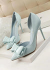 Stylish Light Blue and Pink High Heels Prom Shoes with Bow Detail – Perfect for Every Elegant Occasion! Color Blue