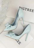 Stylish Light Blue and Pink High Heels Prom Shoes with Bow Detail – Perfect for Every Elegant Occasion! - Blue - PromDressClub