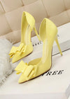 Stylish Light Blue and Pink High Heels Prom Shoes with Bow Detail – Perfect for Every Elegant Occasion! Color Yellow