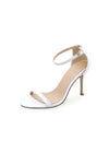 Stylish Peep Toe High Heels – Versatile Gold Leather Kitten Stiletto Heels for Every Occasion Color White