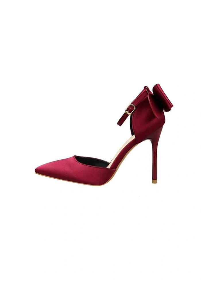 Stylish Pink Satin Prom Heels – Perfect Pointed Toe High Heels for Elegant Occasions - Burgundy - PromDressClub