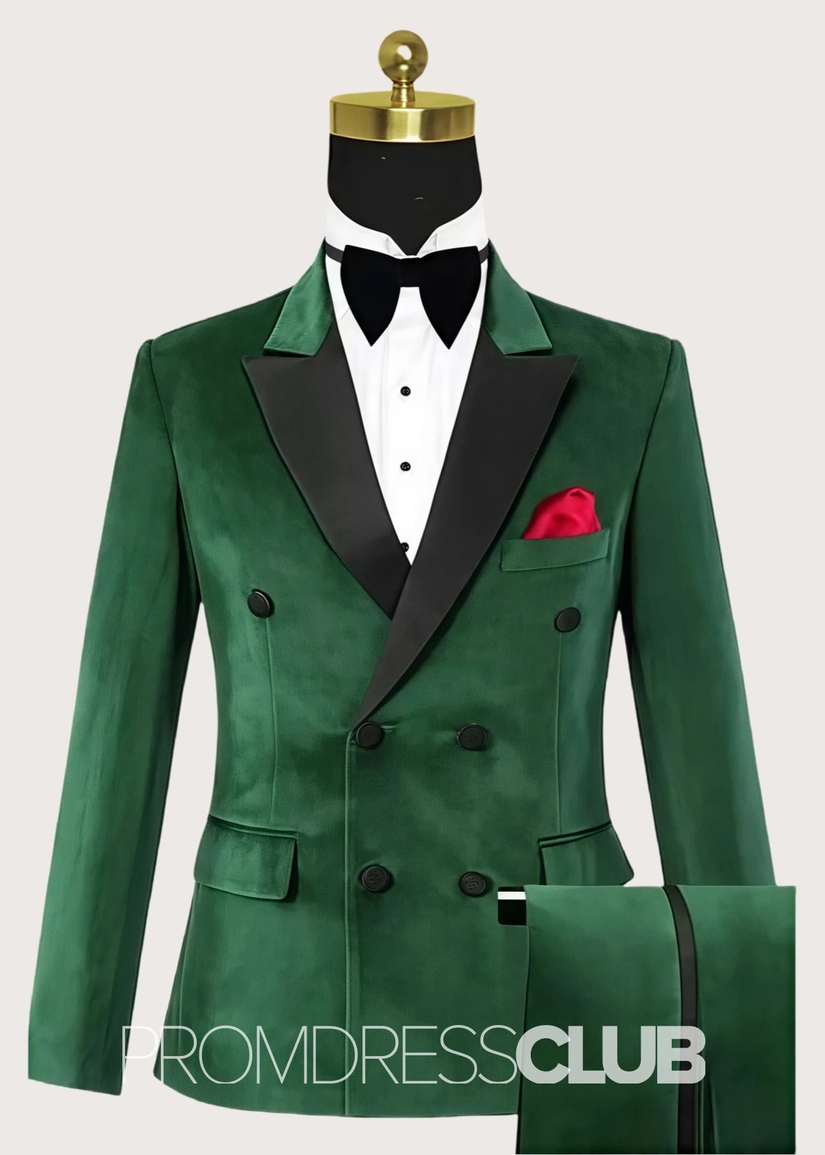 Thomas |Dark Green Prom Suits For Men With Modern Slim Fit Tuxedo Velvet | Two Pieces Bespoke Tuxedo Suits - 34 - PromDressClub