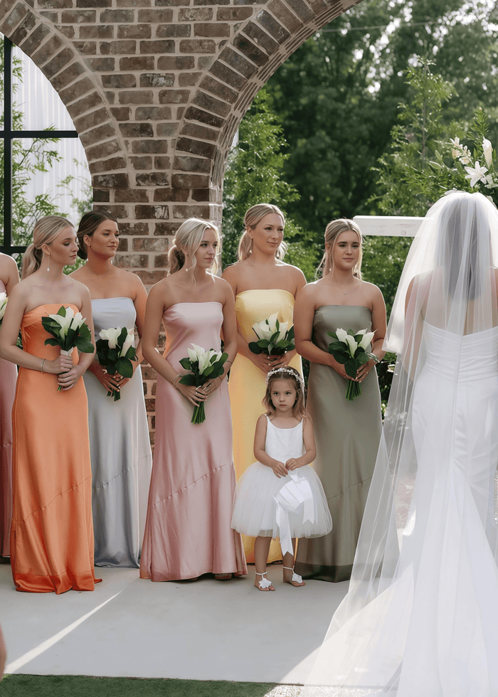 Winifred | Simple Strapless Grey Blue Silk Satin Maxi Bridesmaid Dress with Backless - Price #price_variant_lowest# - Grey Blue - PromDressClub